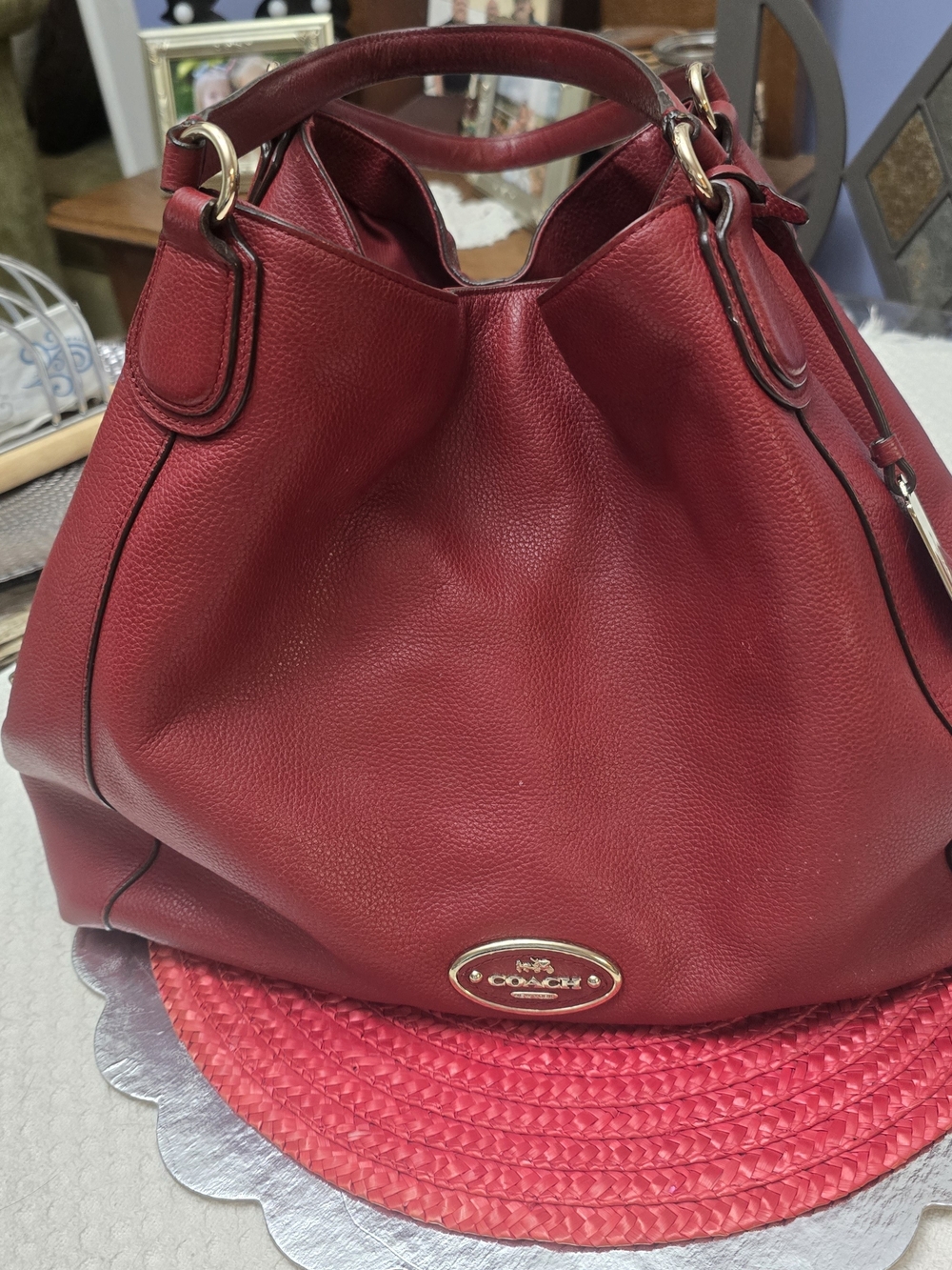 Coach Edie 31 Shoulder Bag in Cardinal Red Pebble Leather - Style 33547 (Retail)